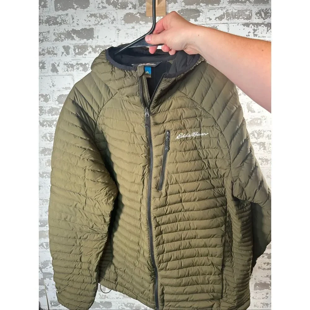 Eddie Bauer | mens Olive green down filled quilted coat